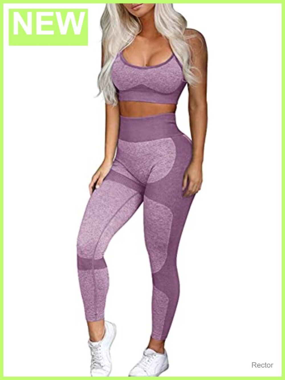 Seamless Workout Set 2 Piece Criss-Cross Sports Bra Compression Leggings